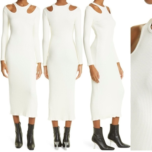 Simon Miller Anz Cutout Long Sleeve Rib Dress Midi NWT​​​​ - Picture 1 of 7